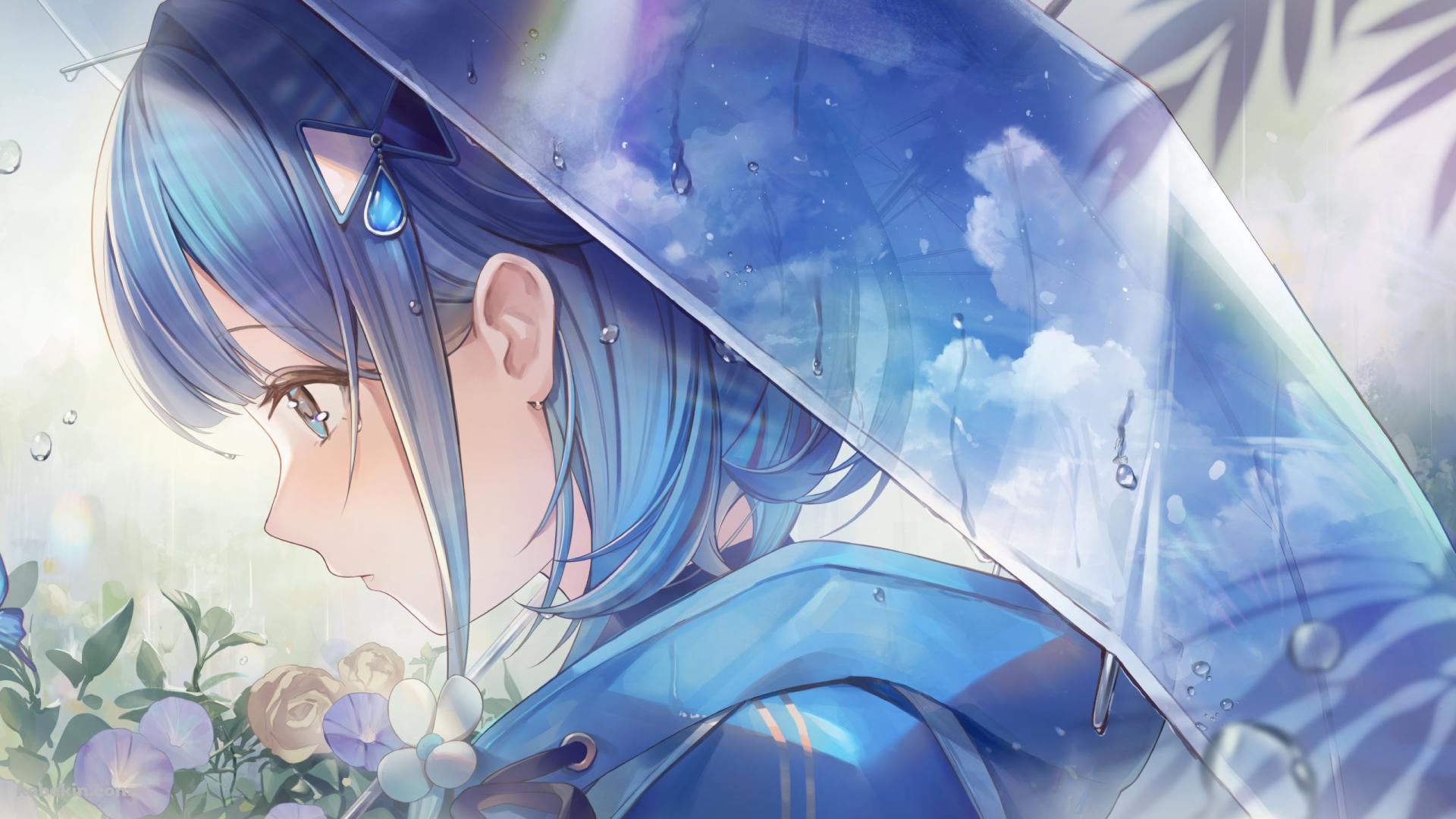草にとまる綺麗な蝶を見る紡木こかげ / ぶいすぽっ！ / バーチャルYouTuberの壁紙(1920px x 1080px) 高画質 PC・デスクトップ用