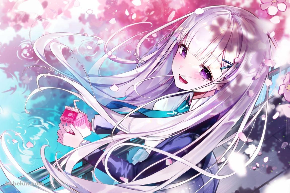 苺ジュースを持つ純角ユニ / バーチャルYouTuberの壁紙(1152px x 768px) 高画質 PC・デスクトップ用