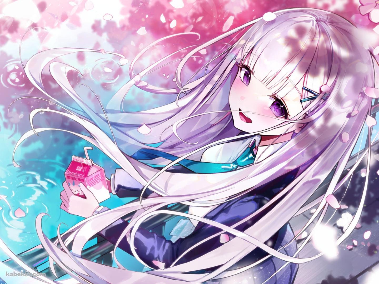 苺ジュースを持つ純角ユニ / バーチャルYouTuberの壁紙(1440px x 1080px) 高画質 PC・デスクトップ用