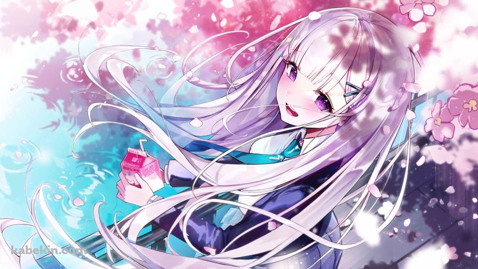 苺ジュースを持つ純角ユニ / バーチャルYouTuberの壁紙(960px x 540px) 高画質 PC・デスクトップ用
