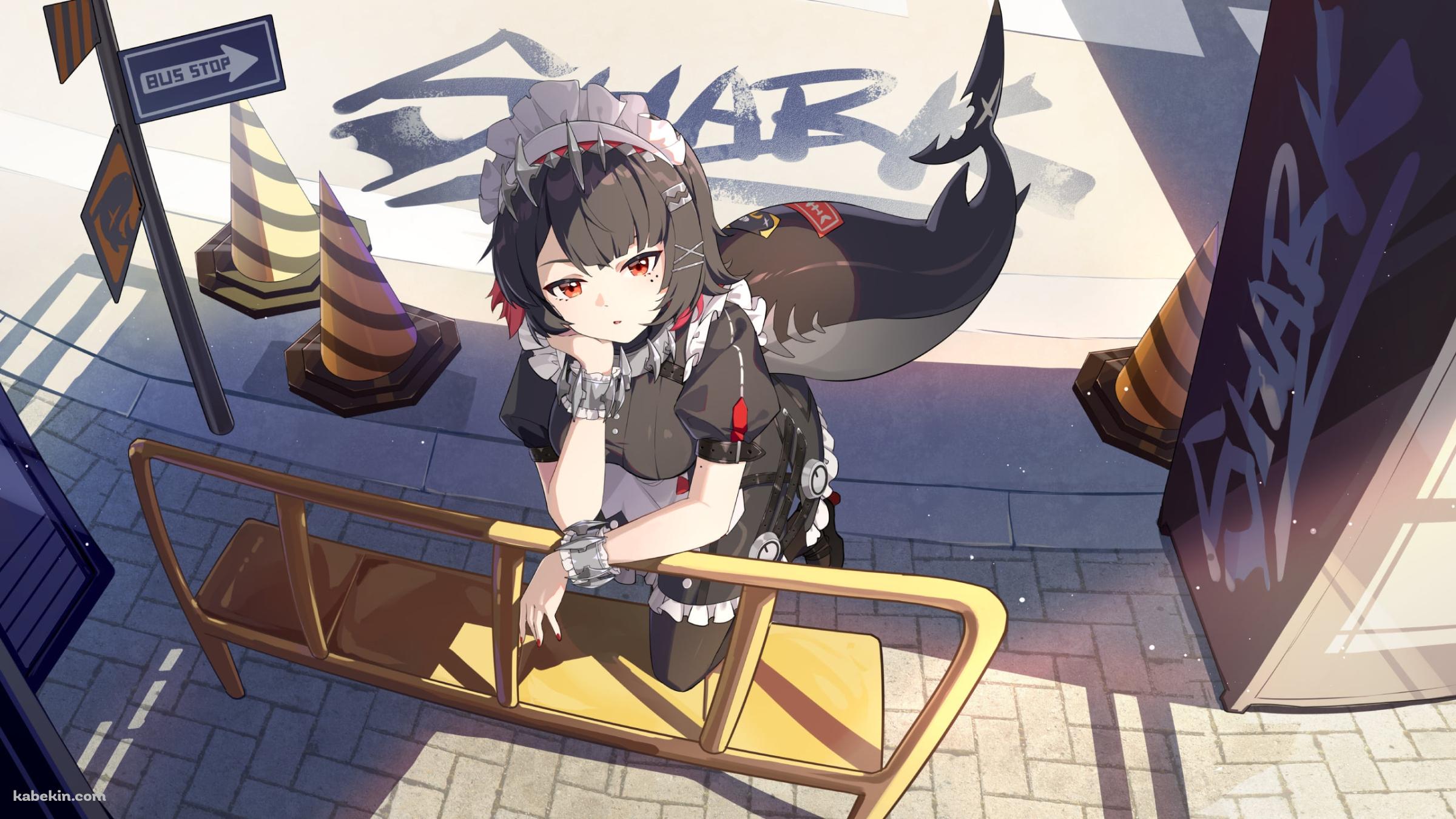 黄色いベンチで頬杖をつくエレン・ジョー / ゼンレスゾーンゼロの壁紙(2400px x 1350px) 高画質 PC・デスクトップ用