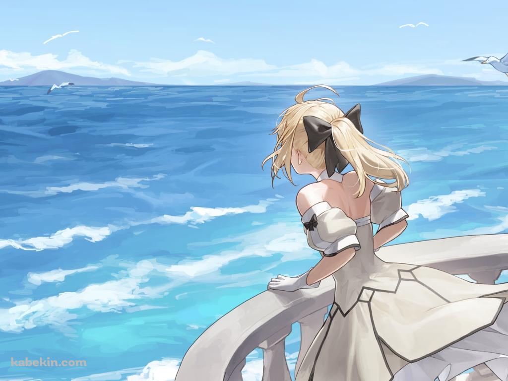バルコニーから海を眺めるセイバー・リリィ / アルトリア・ペンドラゴン / Fateの壁紙(1024px x 768px) 高画質 PC・デスクトップ用