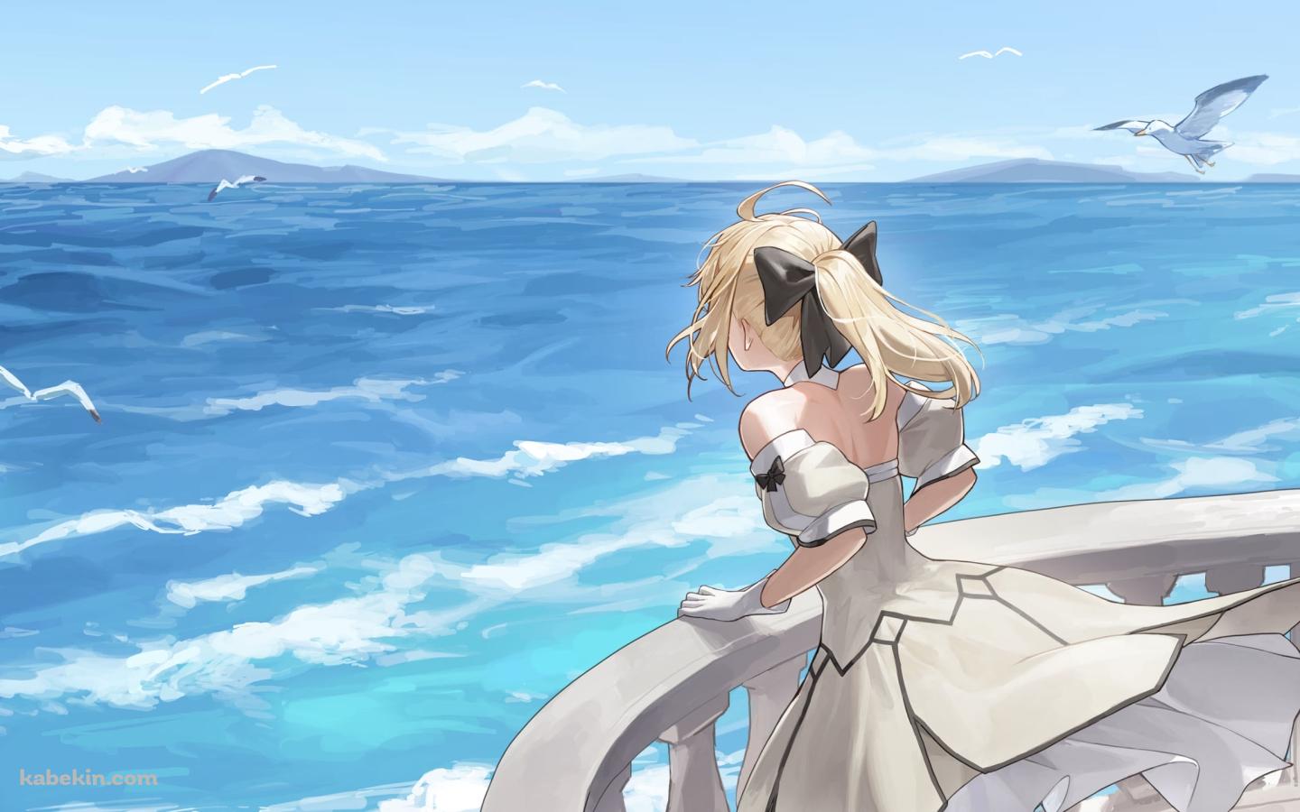 バルコニーから海を眺めるセイバー・リリィ / アルトリア・ペンドラゴン / Fateの壁紙(1440px x 900px) 高画質 PC・デスクトップ用