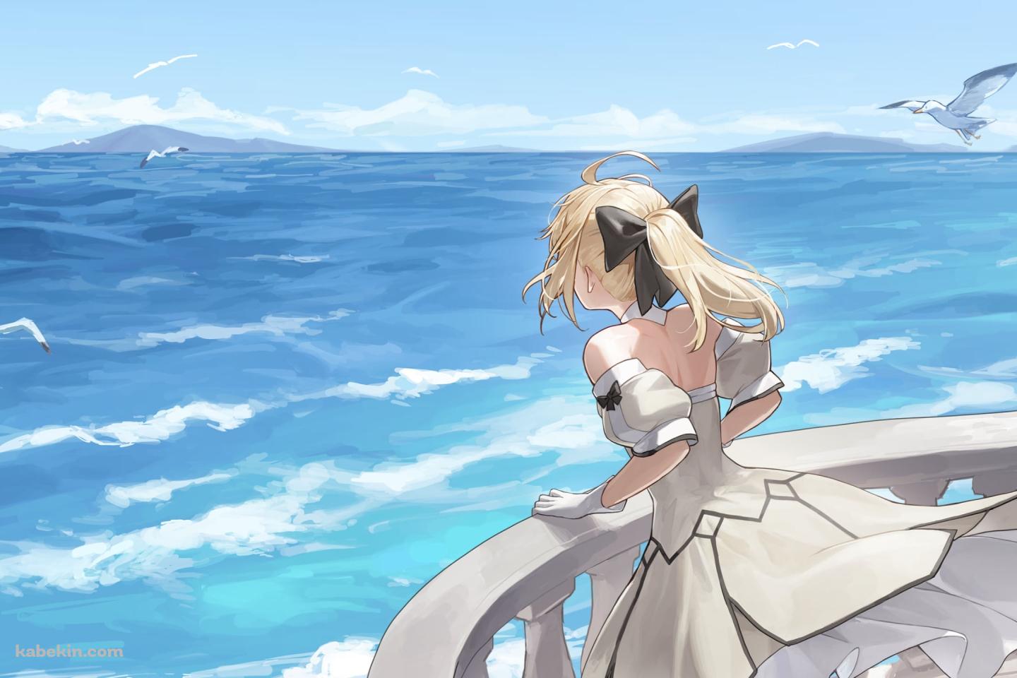 バルコニーから海を眺めるセイバー・リリィ / アルトリア・ペンドラゴン / Fateの壁紙(1440px x 960px) 高画質 PC・デスクトップ用