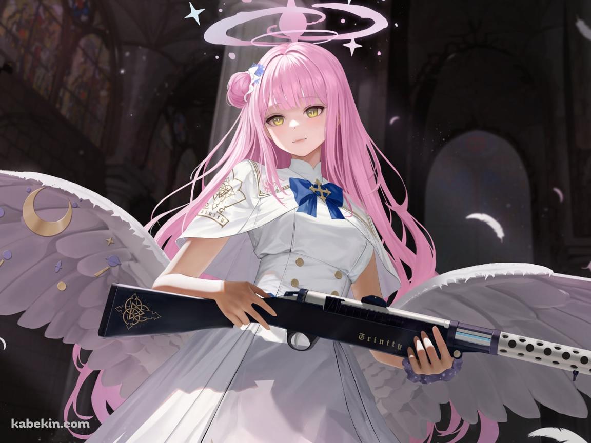 黒い銃を持つ可愛い聖園ミカ / ブルーアーカイブの壁紙(1152px x 864px) 高画質 PC・デスクトップ用