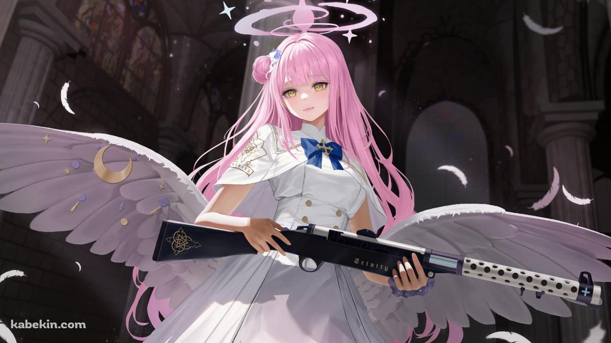 黒い銃を持つ可愛い聖園ミカ / ブルーアーカイブの壁紙(1242px x 698px) 高画質 PC・デスクトップ用