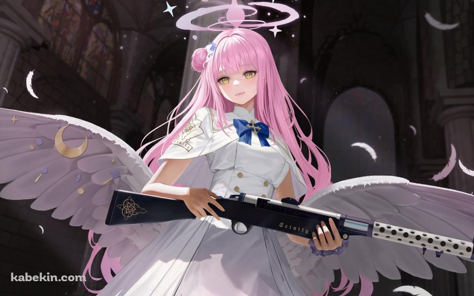 黒い銃を持つ可愛い聖園ミカ / ブルーアーカイブの壁紙(960px x 600px) 高画質 PC・デスクトップ用