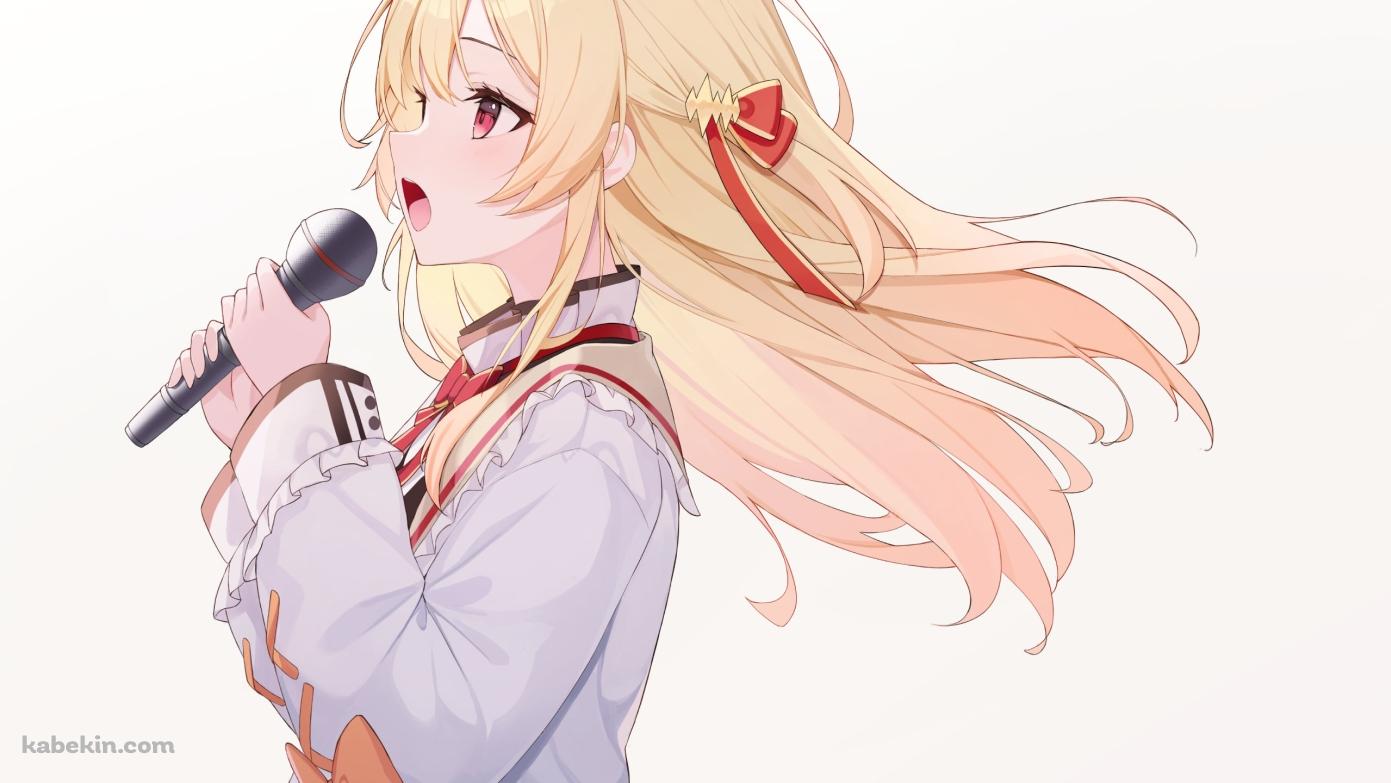 マイクを持って歌を唄う音乃瀬奏 / ホロライブ / バーチャルYouTuberの壁紙(1391px x 783px) 高画質 PC・デスクトップ用