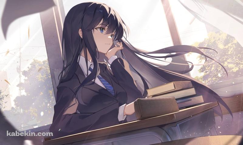 学校の窓際で外を見る冬馬かずさ / ホワイトアルバム2の壁紙(800px x 480px) 高画質 PC・デスクトップ用