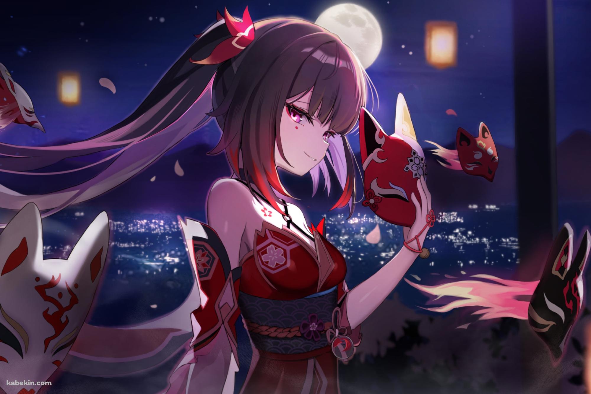 満月と狐面を持つ花火 / 崩壊:スターレイルの壁紙(2000px x 1333px) 高画質 PC・デスクトップ用