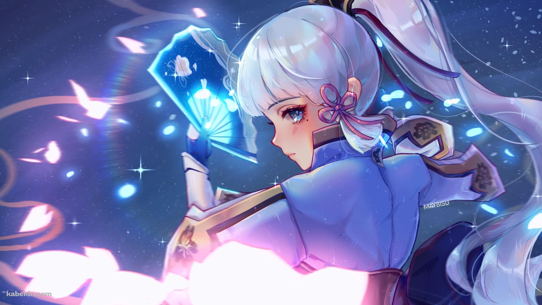 光るセンスを持ち振り返る神里綾華 / 原神の壁紙(1829px x 1029px) 高画質 PC・デスクトップ用