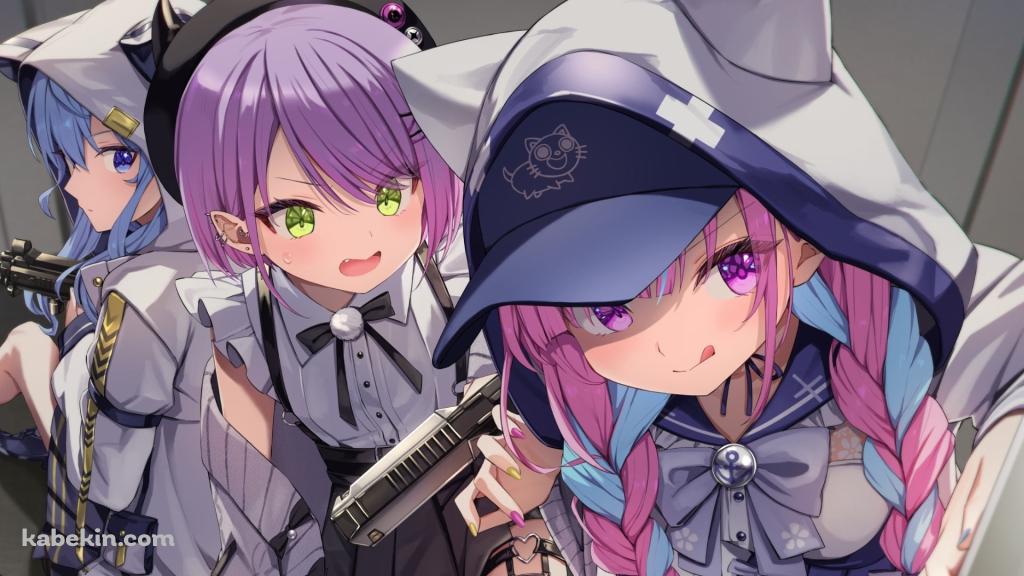 侵入する湊あくあ / 常闇トワ / 星街すいせい / ホロライブ / バーチャルYouTuber / Vtuberの壁紙(1024px x 576px) 高画質 PC・デスクトップ用
