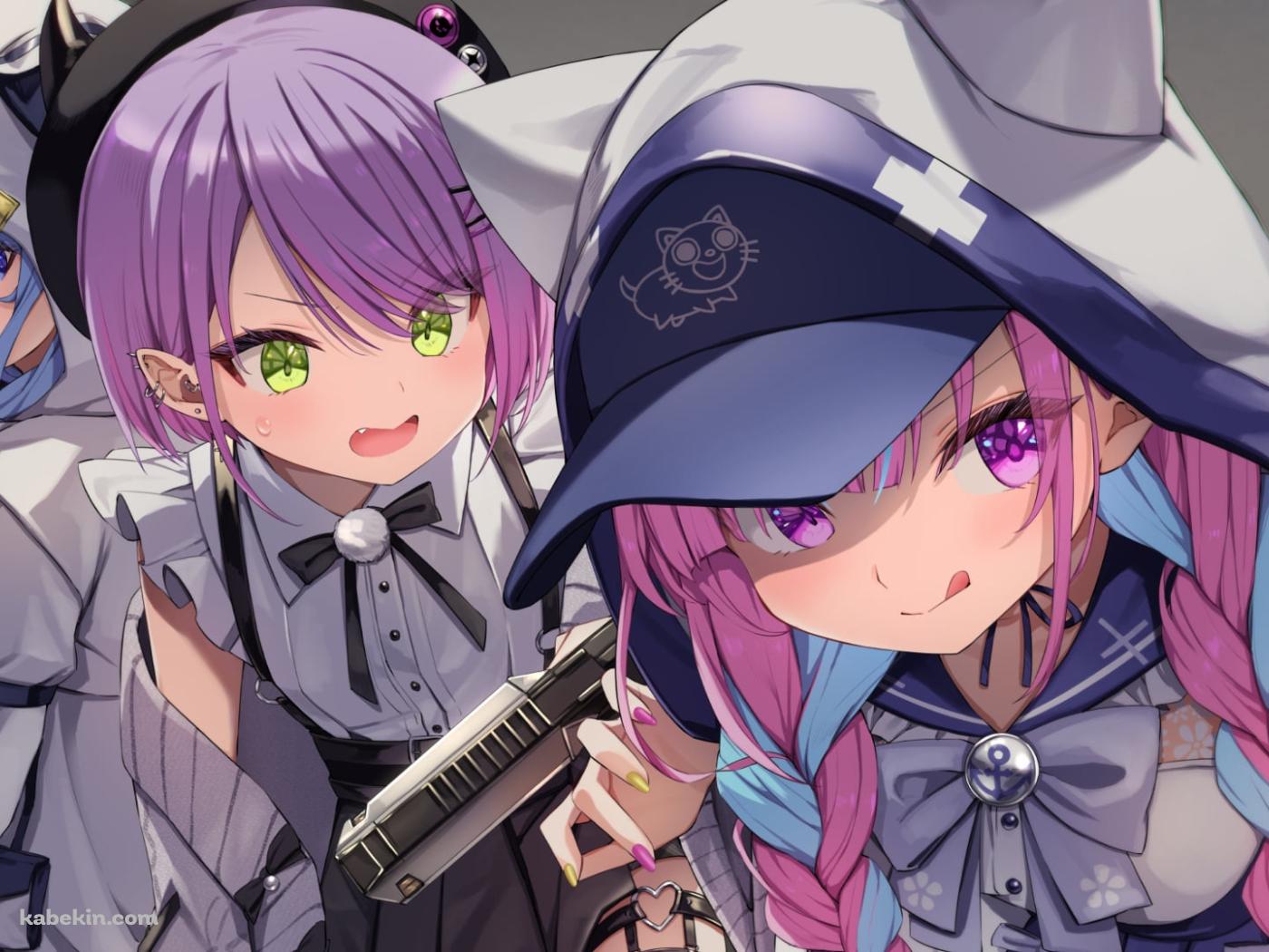 侵入する湊あくあ / 常闇トワ / 星街すいせい / ホロライブ / バーチャルYouTuber / Vtuberの壁紙(1400px x 1050px) 高画質 PC・デスクトップ用