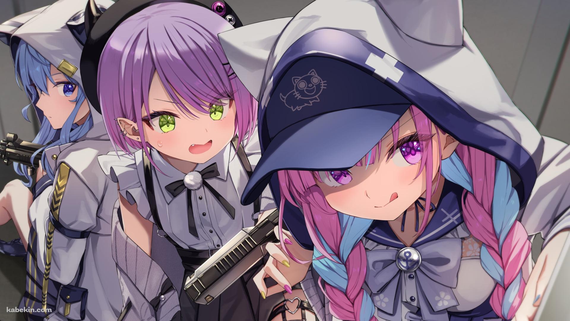 侵入する湊あくあ / 常闇トワ / 星街すいせい / ホロライブ / バーチャルYouTuber / Vtuberの壁紙(1920px x 1080px) 高画質 PC・デスクトップ用