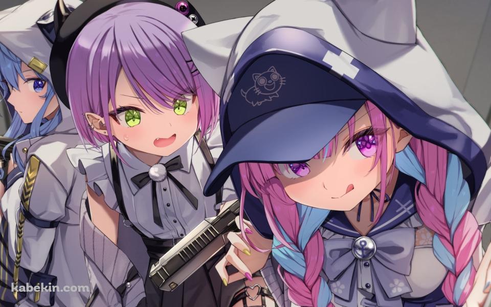 侵入する湊あくあ / 常闇トワ / 星街すいせい / ホロライブ / バーチャルYouTuber / Vtuberの壁紙(960px x 600px) 高画質 PC・デスクトップ用
