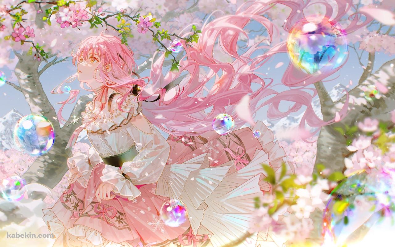 桜の花と綺麗なシャボン玉とニキ / nikki / インフィニティニキの壁紙(1280px x 800px) 高画質 PC・デスクトップ用