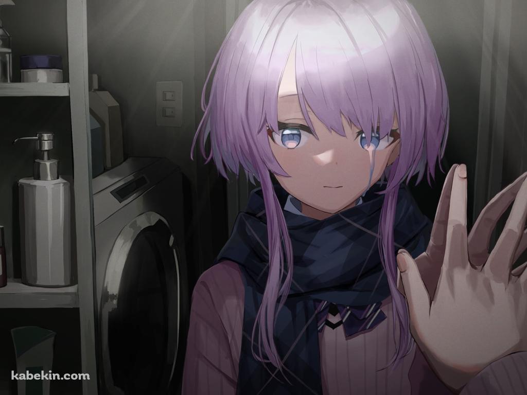 鏡に手をあて涙する朝倉日向 / あやひな / バーチャルYouTuber / Vtuberの壁紙(1024px x 768px) 高画質 PC・デスクトップ用