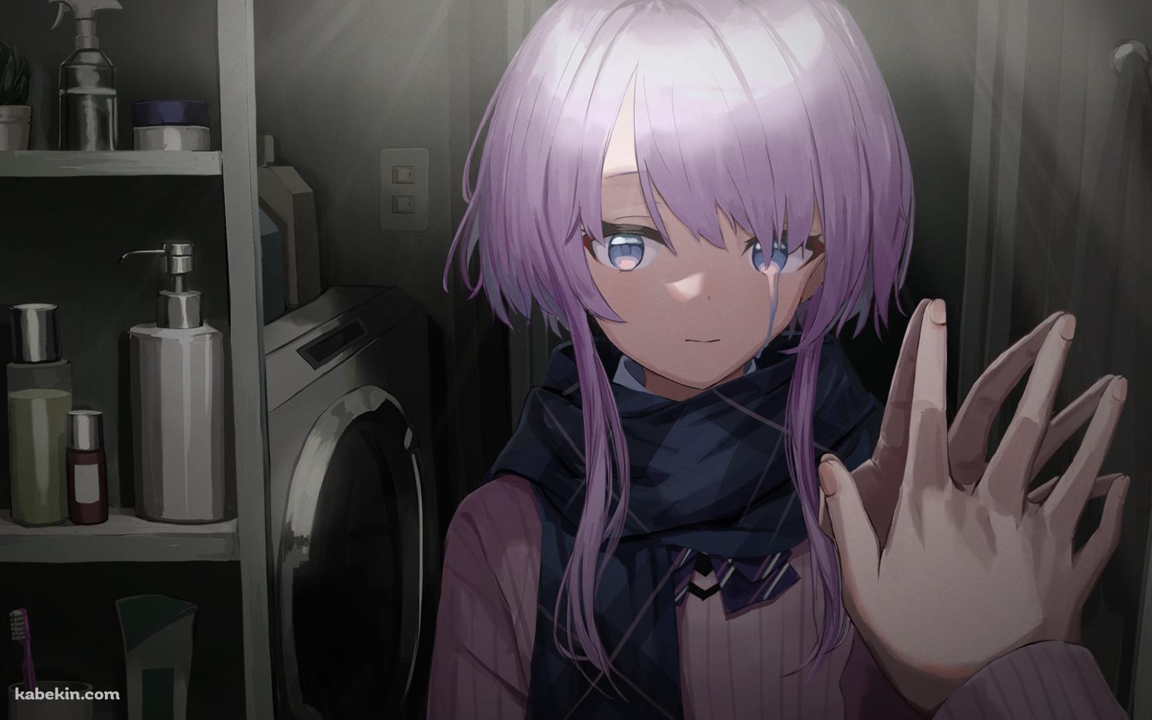 鏡に手をあて涙する朝倉日向 / あやひな / バーチャルYouTuber / Vtuberの壁紙(1680px x 1050px) 高画質 PC・デスクトップ用