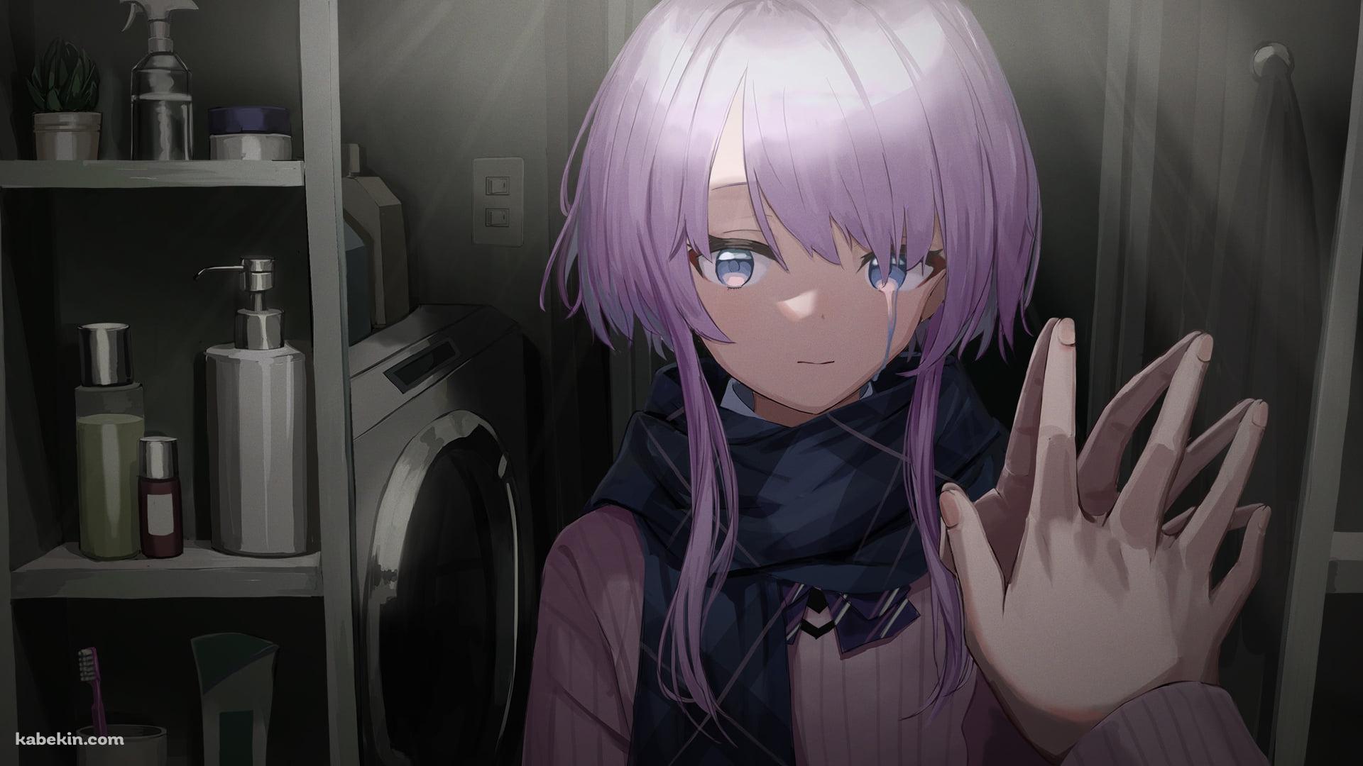 鏡に手をあて涙する朝倉日向 / あやひな / バーチャルYouTuber / Vtuberの壁紙(1920px x 1080px) 高画質 PC・デスクトップ用