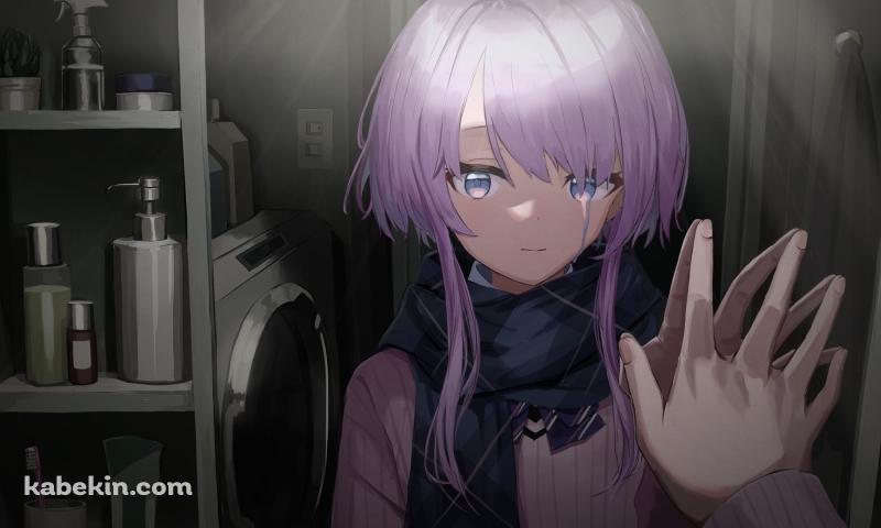 鏡に手をあて涙する朝倉日向 / あやひな / バーチャルYouTuber / Vtuberの壁紙(800px x 480px) 高画質 PC・デスクトップ用