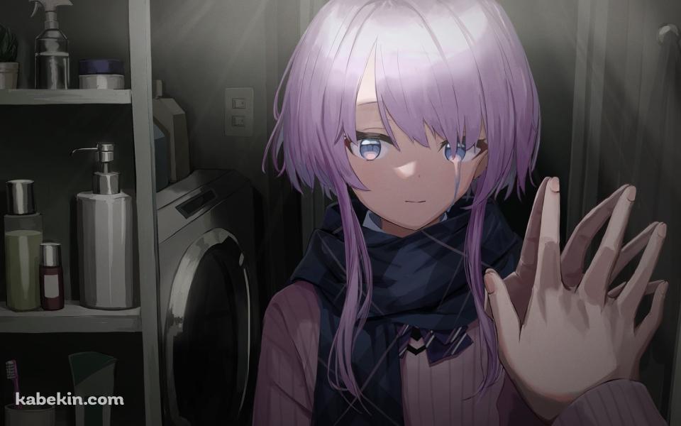 鏡に手をあて涙する朝倉日向 / あやひな / バーチャルYouTuber / Vtuberの壁紙(960px x 600px) 高画質 PC・デスクトップ用