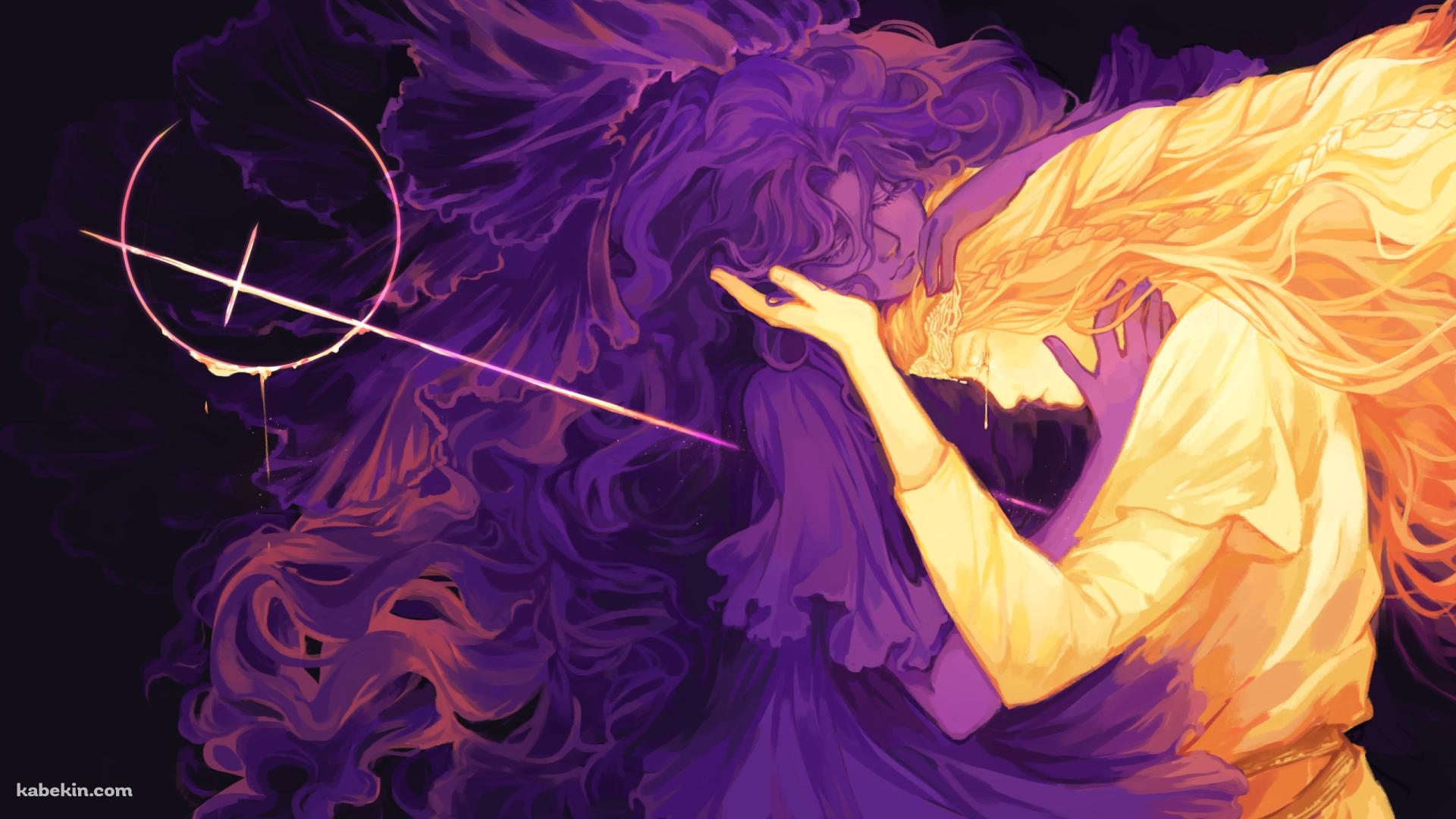 身を寄せる聖女トリーナと聖樹のミケラ / エルデンリングの壁紙(1920px x 1080px) 高画質 PC・デスクトップ用