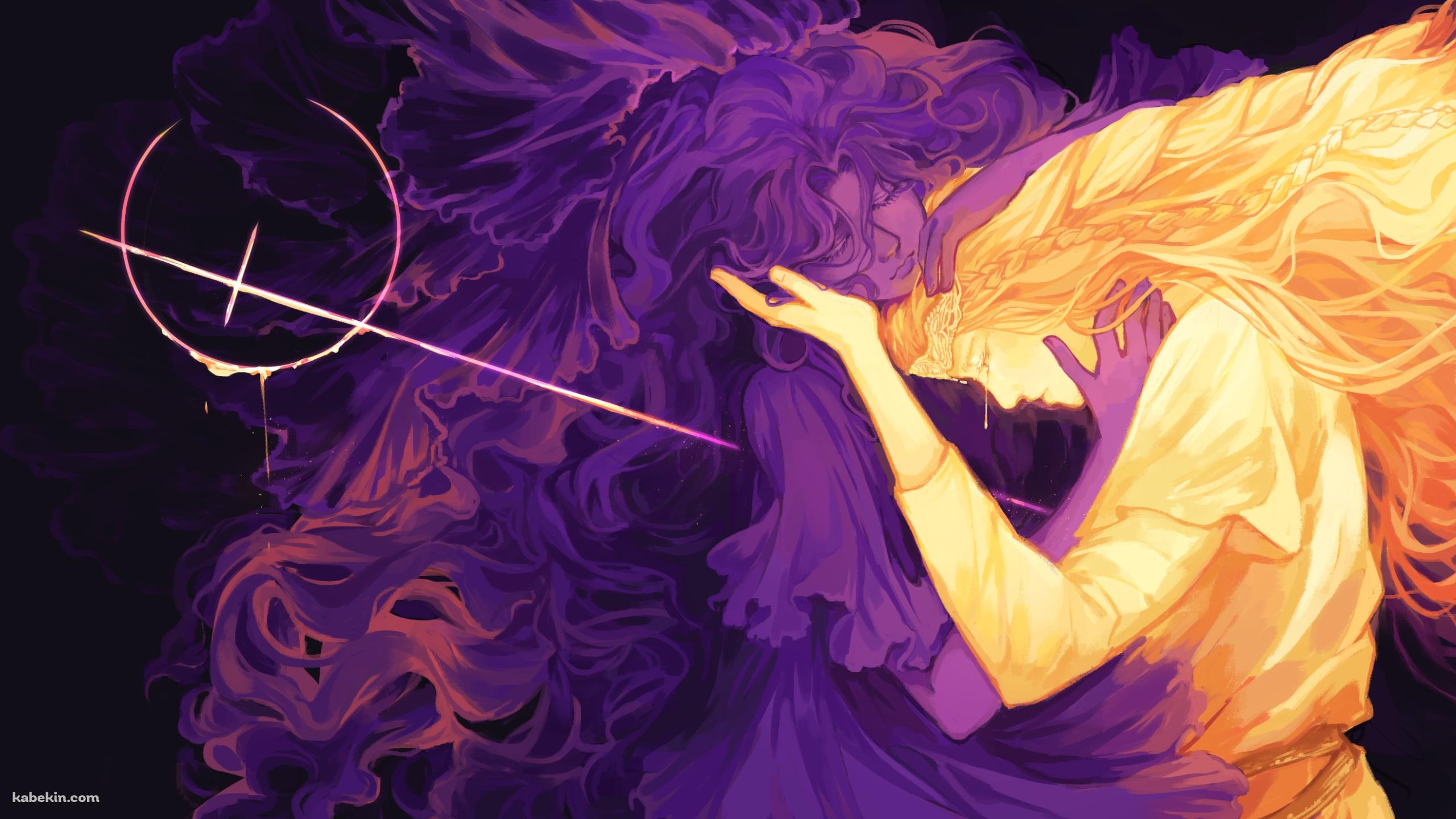 身を寄せる聖女トリーナと聖樹のミケラ / エルデンリングの壁紙(2560px x 1440px) 高画質 PC・デスクトップ用