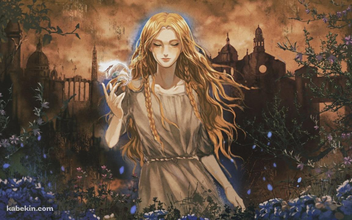 目をつぶり魔法を詠唱する聖樹のミケラ / エルデンリングの壁紙(1152px x 720px) 高画質 PC・デスクトップ用