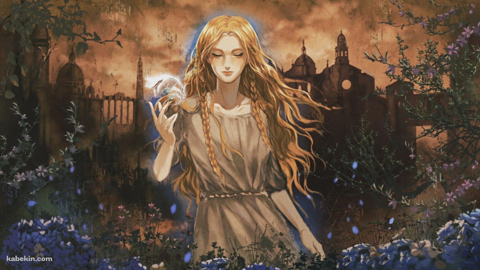 目をつぶり魔法を詠唱する聖樹のミケラ / エルデンリングの壁紙(1600px x 900px) 高画質 PC・デスクトップ用